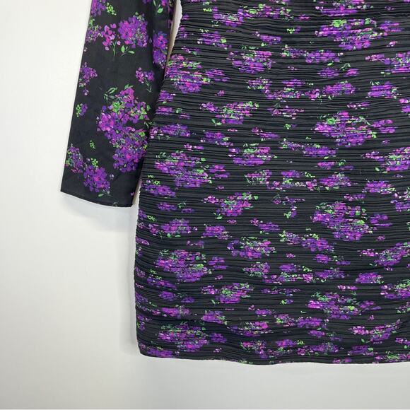 AMUR Giulia Floral fitted Mini dress black purple - 2 - Picture 6 of 12